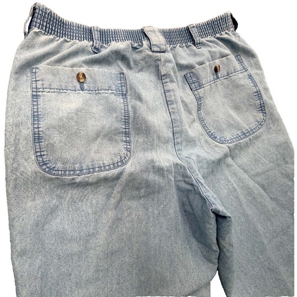 David Taylor Elastic Waist Denim Pants Light Wash Casual Blue Jeans | Mens 36x30